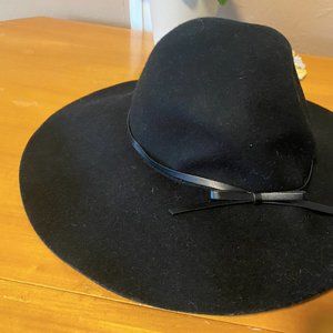 A New Day Wide Rim Sun Hat with Ribbon in Black